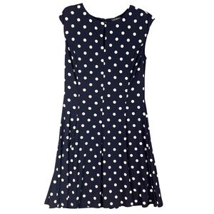 Lauren Ralph Lauren Navy White Polka Dot Cap Sleeve Fit Flare Dress Size 10